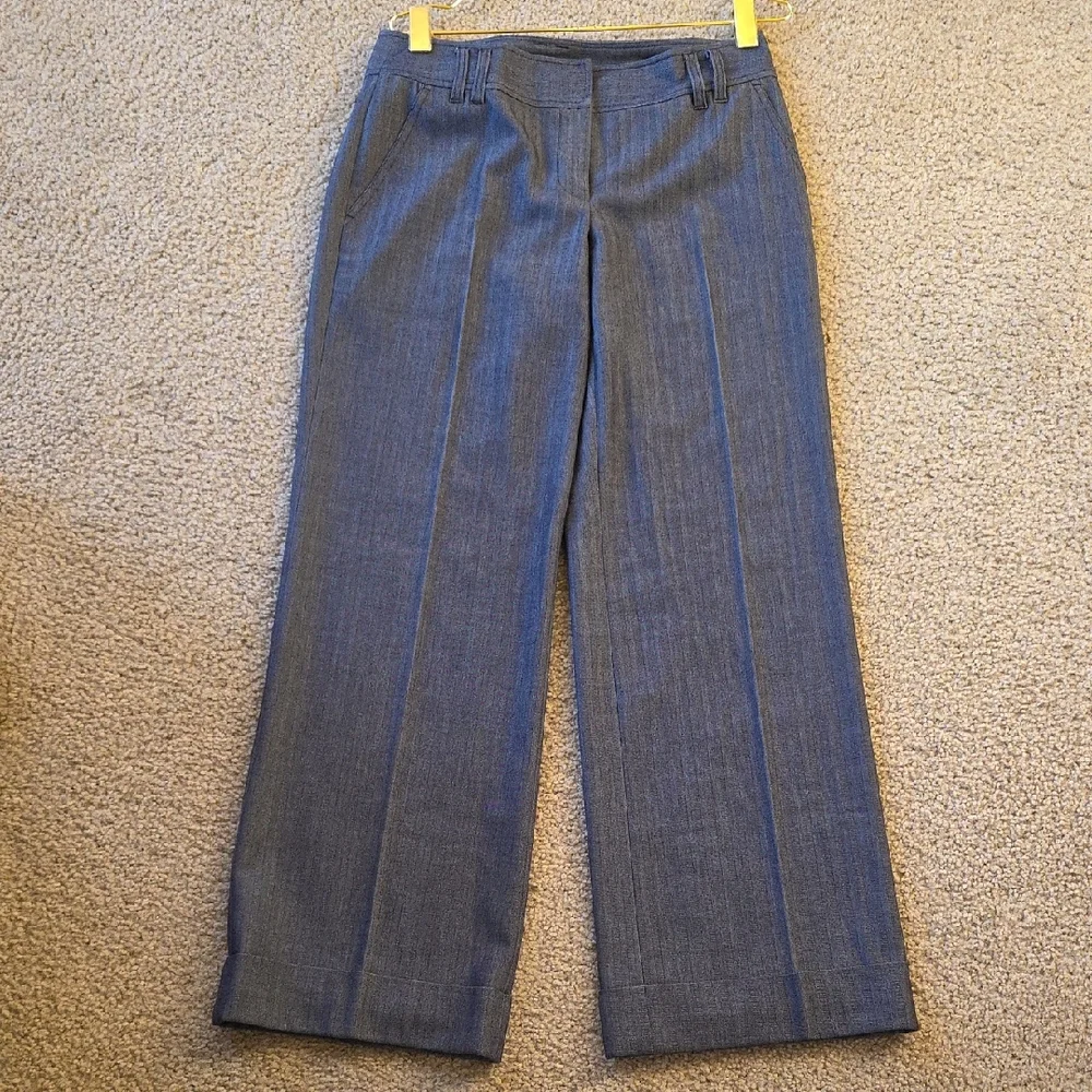 Michael Kors Blue Herringbone Wide Leg Hip Slung Pants 8